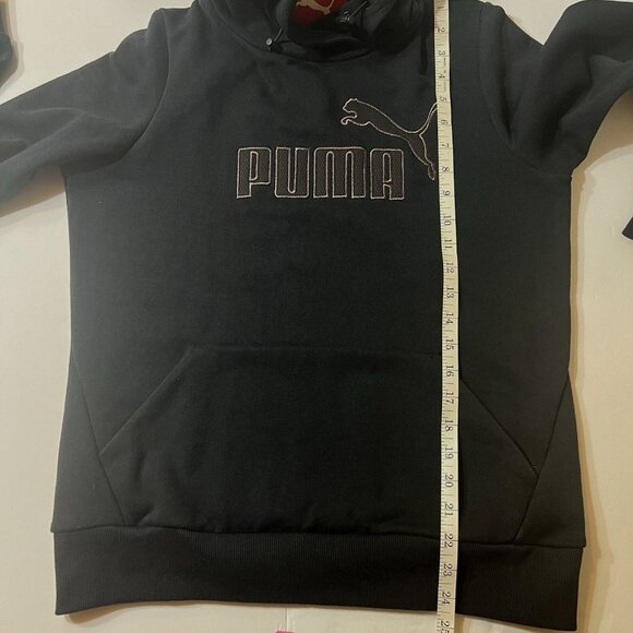 Puma Women’s Hoodie L Black Pullover Metallic Ash Logo New With Tags Casual Fit - Picture 5 of 14